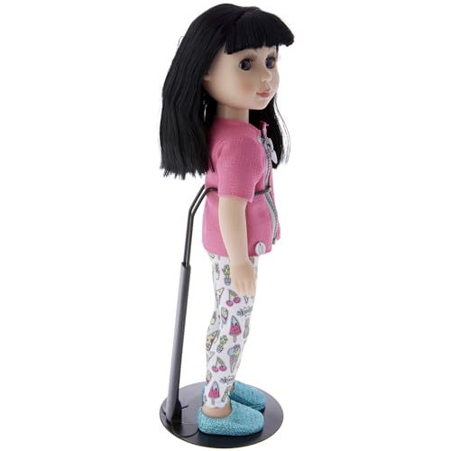 Plymor DSP-70B Black Adjustable Doll Stand, fits 12, 13, 14, 15, 16, and 17 inch Dolls or Action Figures, Waist is 2.25" - 2.75" wide, 6" - 8" around - color: Black
