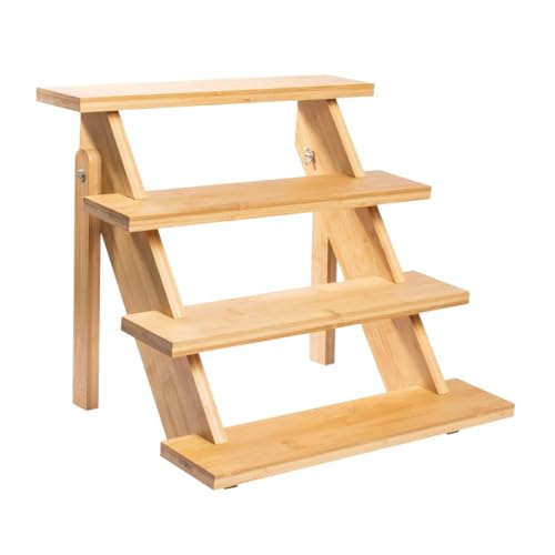 4-Tier Wood Cupcake Stand, Durable & Easy to Assemble Cupcake Holder, Collapsible Display Risers w/ Non-Slip Pads, Rustic Dessert Display Stands for Baby Shower Decorations, Vendor Fairs & More