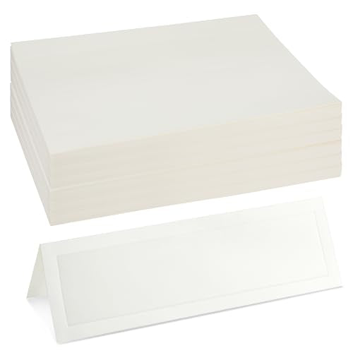 Blank Foldover Place Cards - Printable Cardstock for Inkjet & Laser - Wedding Seating Chart & Buffet Label - Table Name Card & Name Tag - 3.5 x 11 in, White, Pack of 60