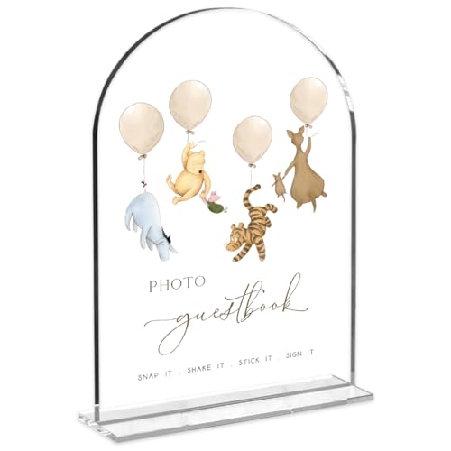 Cute Bear Baby Shower Sign Decor Arch Acrylic decorativesignage0488 | Cute Bear Centerpieces Baby Shower & Event Gift Stations Dessert Table Decor - color: BGuestbook1