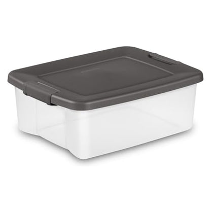 Sterilite 18-Pack Plastic Storage Bins w/ Lids, Shelf Totes Clear Containers, 25 Qt, Gray - size: 25 Quart Tote, style: 18 Pack