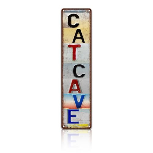 Vintage Cat cave Wall Decor Street Signs Metal Tin Signs 4 x 16 Inches - color: Cat Cave