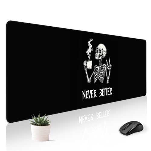 Mousepad Desk Mat Gaming Large Keyboard Cute Office Desktop Computer Laptop XXL Long Big Kawaii Aesthetic Girly Pretty Design Women Girl Gamer Oversized Wide 30x12'' Mousepad, Skeleton Coffee - color: Skeleton Coffee