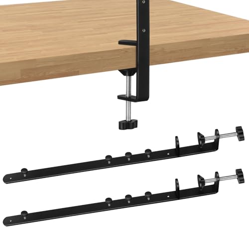 BESPORTBLE Desk Clamp Pegboard Mount, Adjustable Metal Desktop Bracket 2-Pack, No-Drill Table Stand for Home Office Workspace Organization, Black, 16.33 x 2.16 x 0.78 Inches, Iron - color: Black