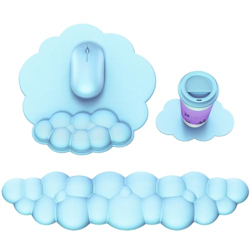 MOKURU Cloud Mouse Pad with Wrist Rest, Cloud Keyboard Wrist Rest, Mouse Pad Wrist Support, Ergonomic Cloud Keyboard Mouse Wrist Support (Blue) - color: Blue