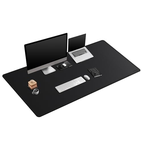 Mydours Giant Desk Mat, 63 x 28 inch Extended PU Leather Desk Pad, Gaming Desk Mat for Home Office Desk, Mouse Pad for Home Office & Computer Workstation, Extra Pad for Standing Desk (Black) - color: Black, size: 63" x 27.6"