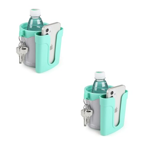 Accmor 3-in-1 Bike Cup Holder with Cell Phone Keys Holder, Bike Water Bottle Holders, Universal Bar Drink Cup Can Holder for Bicycles, Motorcycles, Scooters, Grey Green, 2 Pack - color: Grey Green-2 Pack