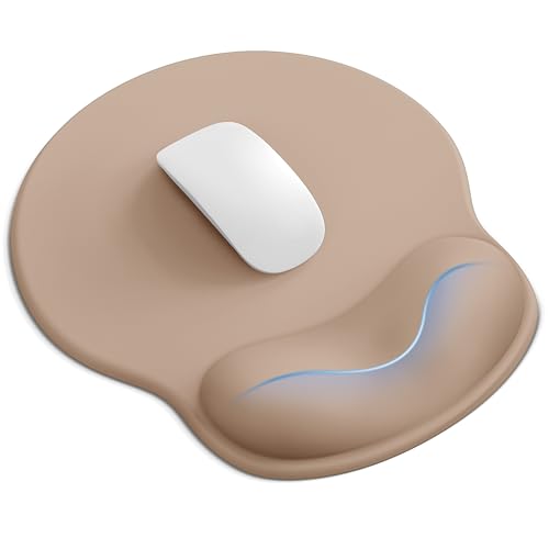Mouse Pad with Wrist Rest, Ergonomic Mouse Pads for Desk, Office Non-Slip Mousepad with Gel Wrist Support(Coffee Brown, 10.6''L x 9''W) - color: Coffee