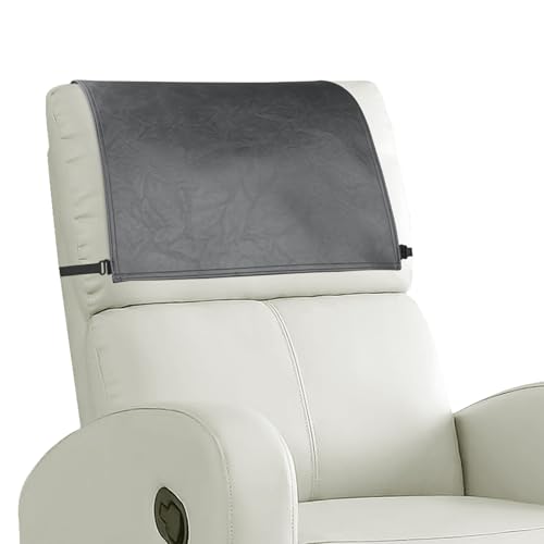 Headrest Cover for Recliner Chair Recliner Headrest Protector Faux Leather Headrest Cover with Elastic Straps Couch Headrest Covers for Furniture Sofa Protector 17 x 27In(Dark Grey) - color: Dark Grey, size: 17x27 in