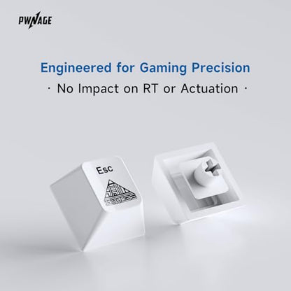 Pwnage Ceramic Keycaps - 60 65 75 100 Percent, Full Set Elegant Key caps, Custom 120 Keys Cherry Profile for 61/68/84/87/98/100 Cherry Gateron MX Hall Effect HE Mechanical Keyboards, White