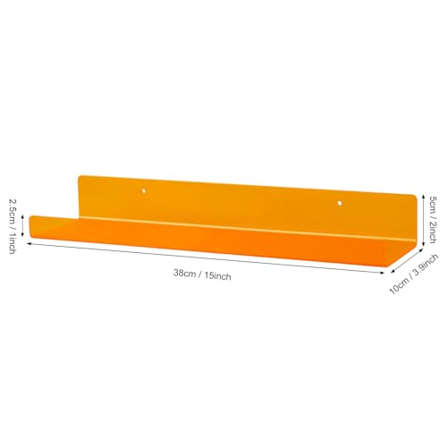 Dezzer 6 Pack Acrylic Shelves for Wall, 15" Acrylic Floating Shelves for Bathroom Bedroom, Invisible Bookshelf Wall Ledge Storage Shelf Books Perfume Toys Action Figure Display Shelves, Clear Orange - style: 15 inch 6-pack Orange