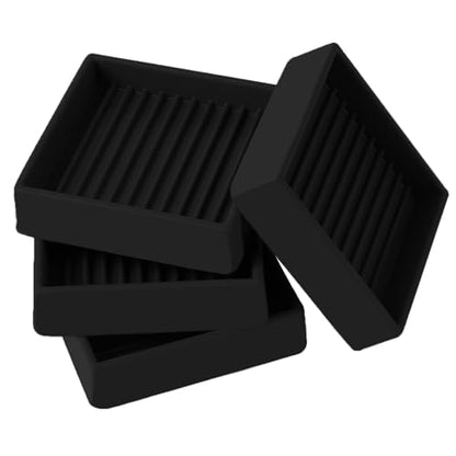 2x2 Non Slip Rubber Furniture Caster Cups for Hardwood Floors, Anti-Slip Square Furniture Coasters Pads Stopper Gripper Floor Protectors for Bed Couch Table - size: 4 Pcs Black