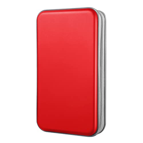 DVD Case, Bivisen CD Case Holder Wallet Binder 96 Capacity CD/DVD Cases Storage Holder Binder Organizer Wallet Book for Car Home Travel (Red) - color: Red