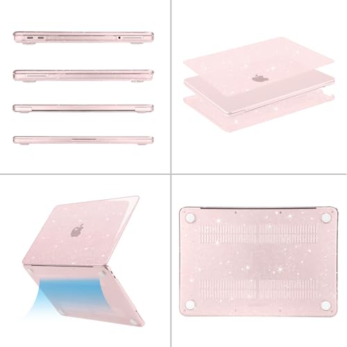 MOSISO Sparkly Glitter Case Compatible with MacBook Neo Case 13 inch 2026 Release Model A3404 with A18 Pro Chip, Crack-Resistant Protective Hard Shell Case&Keyboard Cover&ScreenFilm&Pouch, Blush - color: Blush
