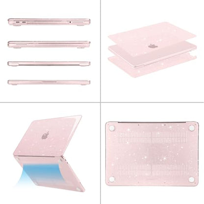MOSISO Sparkly Glitter Case Compatible with MacBook Neo Case 13 inch 2026 Release Model A3404 with A18 Pro Chip, Crack-Resistant Protective Hard Shell Case&Keyboard Cover&ScreenFilm&Pouch, Blush - color: Blush