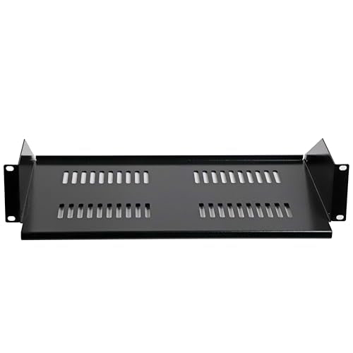 Aeons 2U 19-inch Universal Server Shelf Rack Mount Vented Cantilever Center Mount Shelf 10-Inch Deep, Fixed Server Rack Cabinet Vented Shelf Black - 10" Depth - style: 2U-10" Vented
