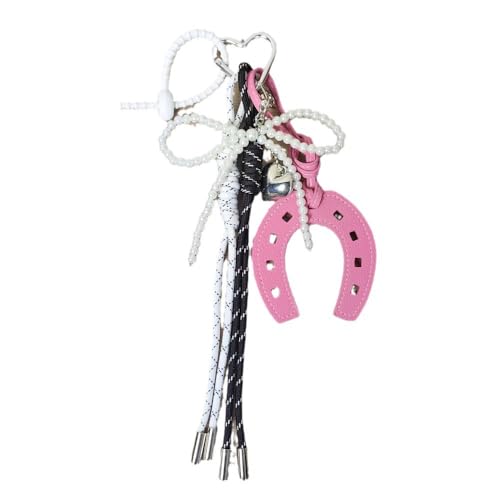 Designer Rope Bag Charms for Handbag Y2k Accessories Purse Charm Hanging Ornament Backpack Charm - color: Pink Horseshoe
