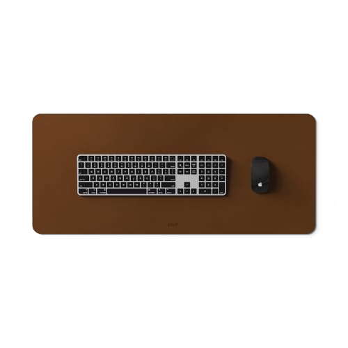POUT TekDec Mat – Vegan Leather Desk Pad (31.5×13.4in / 80×34cm), Water-Resistant Surface, Anti-Slip Base, Scratch & Heat Protection, Multi-Functional Writing & Mouse Pad – Cinnamon Brown - color: Cinnamon Brown