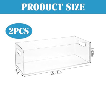2 Pack DVD/CD Storage Box Acrylic Clear DVD Holder Case with Handles Stackable Storage Container Shelf Organizer Bin for CDs Video Games Cases Blu-Rays Books Booklets Countertop Cabinet Home Office