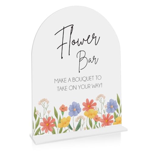 Flower Bar Sign, Wedding Engagement Bridal Shower Bouquet Flowers Decor for Desk Table Acrylic Decor 8x10 Inch - color: flower bar 8x10