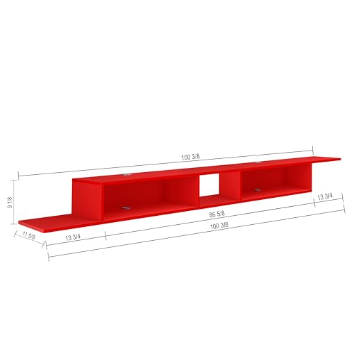 Atelier Mobili Floating TV Stand for Up to 65 Inch TVs – Wall Mounted Floating Shelf for Under TV, Entryway Organizer & Bedroom Vanity – Multi-Purpose Storage & Display Console (Red, 100INCH) - color: Red, size: 100INCH