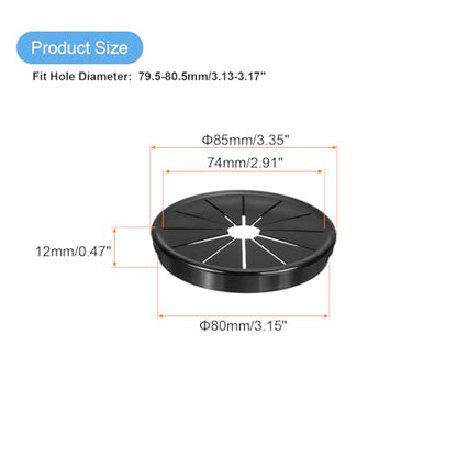 uxcell 3Pcs Desk Grommet Black, Snap Bushing Grommet with Shutter for Holes with 3.15"(80mm) Mounting, Round Nylon Snap in Cable Desk Grommet for Cables and Cords Management - size: 80mm