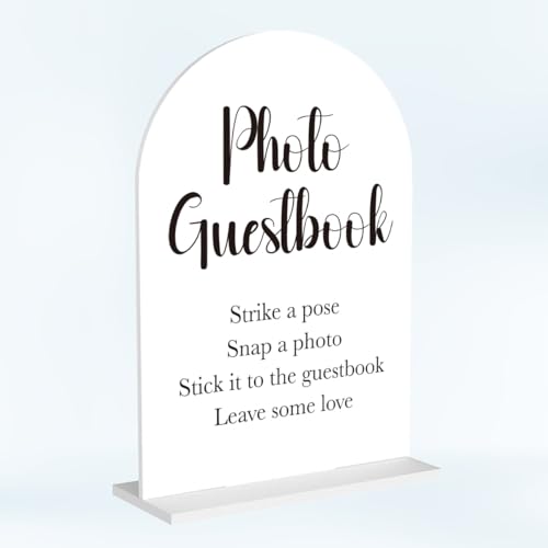 Photo Guest Book Sign for Wedding Acrylic Arch Wedding Bridal Shower Baby Shower Welcome Table Signs for Ceremony and Reception Decor 7 x 5 Inches - color: Photo