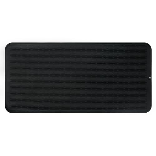 MicoYang Silicone Dish Drying Mat for Multiple Usage,Easy clean,Eco-friendly,Heat-resistant Silicone Mat for Kitchen Counter or Sink,Refrigerator or Drawer Liner Black 5XL 36inches x 18inches - color: Black, size: 36"L x 18"W