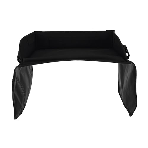 Nuby Kids Foldable Lightweight Travel Activity Lap Desk Tray with Pockets|Stay Organized & Mess Free on Car Rides, Plane Trips, Home|Adjustable Strap Keeps Desk Secure or Carry Strap for Travel|Black