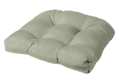 Cushion Source Tufted Chair Cushion | Rounded Back Corners | 21" x 19" x 4" Seat Cushion | No Ties | Indoor/Outdoor | Multiple Sunbrella Fabric Options Available (Sunbrella Canvas Seasalt) - color: Sunbrella Canvas Seasalt
