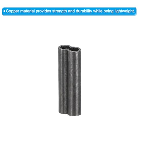 PATIKIL 1/25" 1mm Wire Rope Loop Sleeve 100 Pcs Copper Double Ferrule Duplex Crimping Loop Sleeve for Wire Rope Cable Fittings Rigging Fishing Wire,Black - size: 1/25"