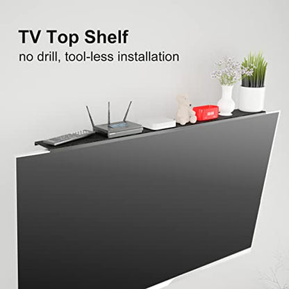 Bracwiser Plus No Drill TV Top Shelf 35.43 inch Wide for Thin Monitor TV Top Mounting Bracket Platform Holds Speaker, AV Receiver, Media Box, Game Console and More (CS106XLMINI) - size: 35 inch MINI