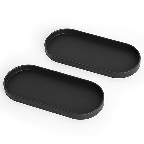 Lazy K Silicone Tray - Small Vanity Tray Organizer - Spoon Rest Holder - Kitchen Sink, Bathroom, Multi-Purpose Modern Counter Organizer (Black) - color: Midnight Black-2pcs