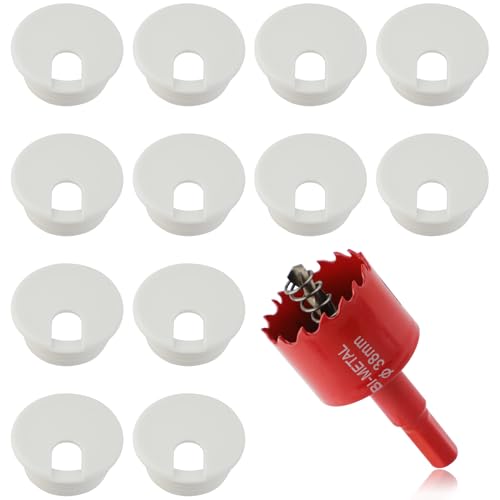 1.5 Inch(38mm) Desk Grommet,13 Pieces Cable Grommet, Desk Hole Cover for Cables with Hole Saw,Plastic Cable Cord Wire Hole Cover for Desk, Table,Cabinet,Countertop and Other Furniture(Whitek) - size: 1.5IN/38mm White-U