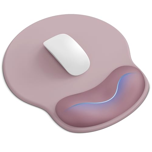 Laborio Mouse Pad with Wrist Rest, Ergonomic Mouse Pads for Desk, Office Non-Slip Mousepad with Gel Wrist Support(Rose Pink, 10.6''L x 9''W) - color: Rose Pink