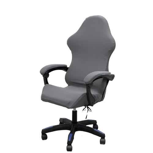 Gaming Chair Cover Set with Armrest Covers, Stretch Ruffled Slipcover for Racing Office Computer Reclining Chairs (Gray) - color: Grey