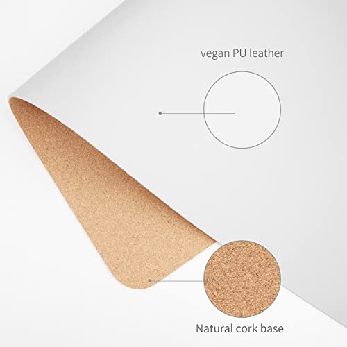RENMTURE Dual-Sided Mouse Pad, Natural Cork & PU Leather Large Desk Pad for Office and Home Work, Desk Protector Non-Slip, Waterproof, Easy Clean (White, 23.6" x 13.7") - color: White, size: 23.6"x13.7"