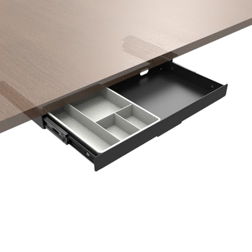 Under Desk Slide Out Pencil Drawer, Storage Organizer 15 Inch Wide, Ball-Bearing Slides, Black (8x14.4 Inch)
