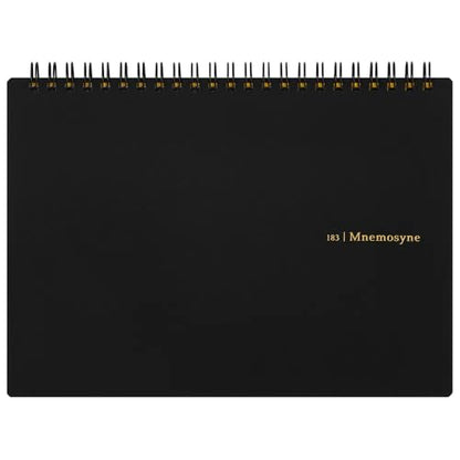 Maruman Mnemosyne Grid Notebook- Horizontal A5 Layout, 5.83" x 8.27", 70 Sheets / 140 Pages, 5mm Graph Paper Journal, Perforated Pages & Wire-Bound to Lay Flat, Black, Made in Japan - size: A5 (5.83" x 8.27")