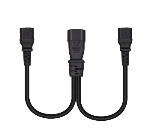 IEC 320 C14 to Dual C15 Y-Splitter Power Cord, 1FT/0.32M, 10A 250V, UL Listed, C14 Male to 2 C15 Female Adapter Cable for Server, PDU, UPS, High-Voltage Network Hardware - color: C14 to 2* C15