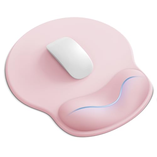 Mouse Pad with Wrist Rest, Ergonomic Mouse Pads for Desk, Office Non-Slip Mousepad with Gel Wrist Support(Light Pink, 10.6''L x 9''W) - color: Light Pink