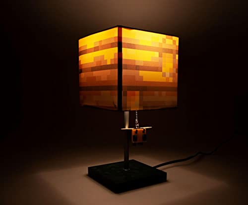 Minecraft Yellow Bee Nest Block Desk Lamp with 3D Bee Puller | Nightstand Table Lamp with LED Mood Light for Bedroom, Desk, Living Room, Playroom | Home Decor Kids Room Essentials | Video Game Gifts