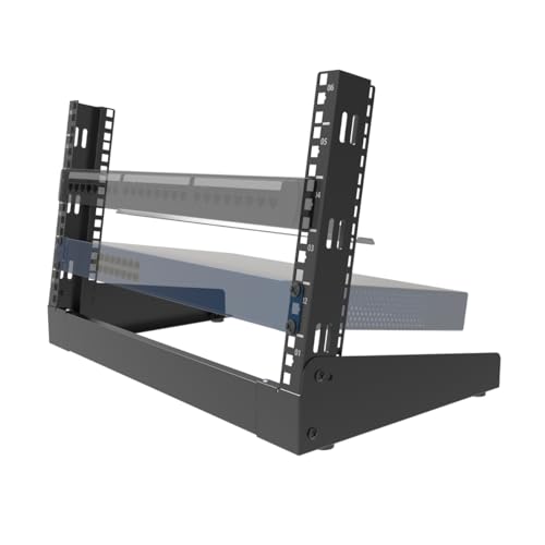 6U Desktop Network Rack 19 inches Small Open Frame Rack 2 Post Free-Standing Tabletop Rack for Patch Panel, Data, AV, IT,Studio or Computer Equipment (6U) - size: 6U