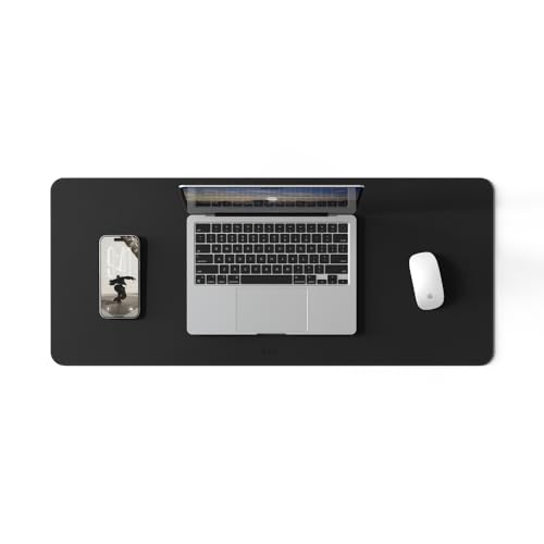 POUT TekDec Mat – Vegan Leather Desk Pad (31.5×13.4in / 80×34cm), Water-Resistant Surface, Anti-Slip Base, Scratch & Heat Protection, Multi-Functional Writing & Mouse Pad – Danish Black - color: Danish Black