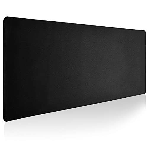 Reniteco Large Gaming Mouse Pad with Durable Stitched Edges, Non-Slip Rubber Base, Black Mousepad Mouse Mat Desk Pad for Home Office Gaming, 35.4''x11.8''x0.12'', Black - color: Black, size: 35.4''x11.8''x0.12"