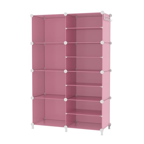 AWTATOS Closet Organizer 8 Cube Storage Shelves Clothes Organizers Closet Storage Stackable Cubby Shelving for Closet Bedroom Living Room Pink - color: Pink