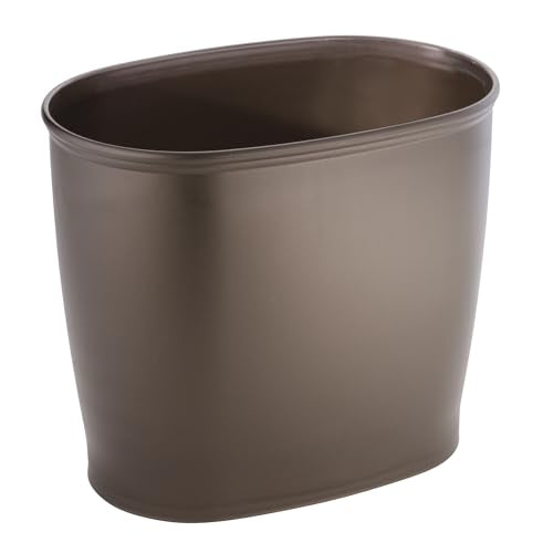 iDesign Slim Plastic Bathroom Trash Can, Small Garbage Bin for Bedroom, Office, Desk, Dorm, Bronze (Pack of 2) - size: 12" x 8" x 10" (Pack of 2)