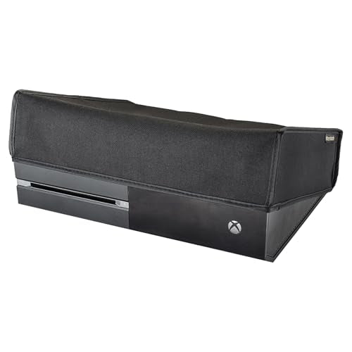 eXtremeRate Black Horizontal Dust Cover for Xbox One Console Custom Designed Double Layer Soft Neat Lining Waterproof Dustproof Precision Cut Easy Access Cable Port
