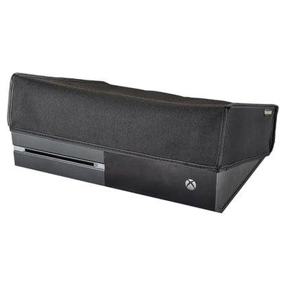 eXtremeRate Black Horizontal Dust Cover for Xbox One Console Custom Designed Double Layer Soft Neat Lining Waterproof Dustproof Precision Cut Easy Access Cable Port