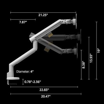 Monitor Arm Stand, 24 to 43 Inch Single Monitor Mount, C Clamp Only, Mechanical Spring Desk Mount, Holds 6.6-26.4 lbs, Fit 75x75/100x100 VESA,(White) - color: white
